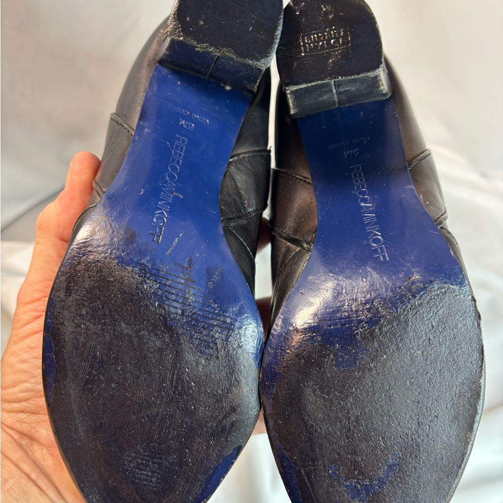 Rare REBECCA MINKOFF Sari Leather Black Leather Boots Sz 5 - Picture 10 of 11